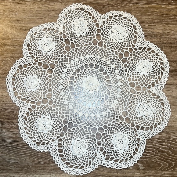 Vintage Other - Vintage crocheted layered roses flower petal table doilie
